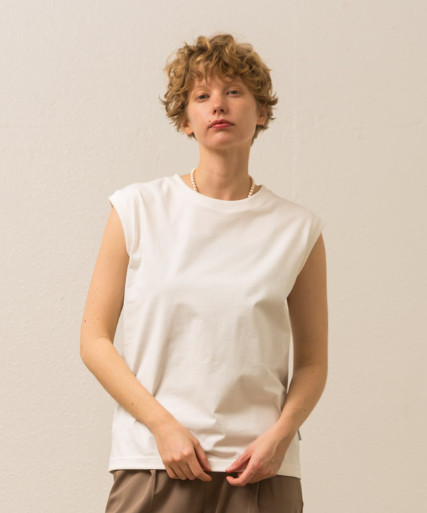 Organic Cotton Sleeveless T-Shirt - WHITE