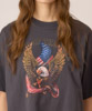 Loose Silhouette Printed T-Shirt (Eagle) - COAL BLACK