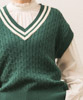 V-Neck Cotton Knit Vest - GREEN