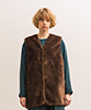 Synthetic Fur Military Liner Vest 2- BROWN