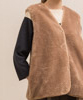 Synthetic Fur Military Liner Vest 1 - GRAY BEIGE