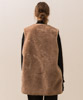 Synthetic Fur Military Liner Vest 2- GRAY BEIGE