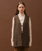 Wool Middle Length Gilet - BROWN
