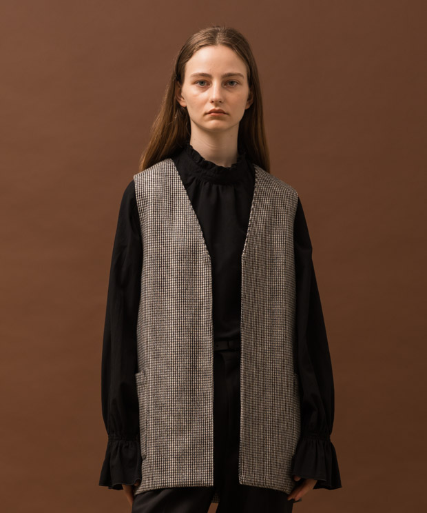 Wool Middle Length Gilet - BLACK