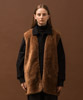 Synthetic Fur Military Liner Vest2 - LIGHT BROWN