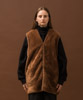 Synthetic Fur Military Liner Vest2 - LIGHT BROWN