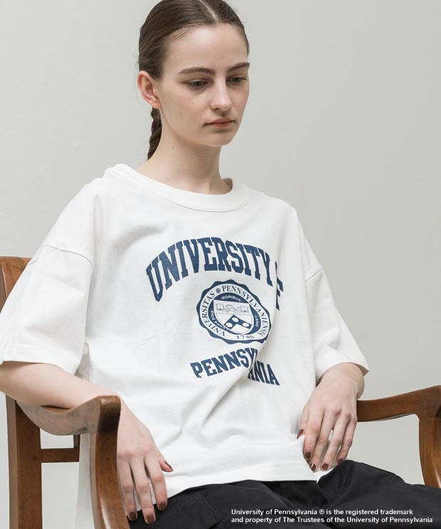Double Binder Neck Printed T-Shirt (Pennsylvania) - WHITE
