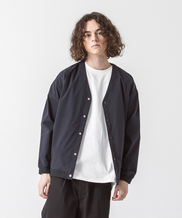 Taslan Stretch Taffeta Cardigan - NAVY