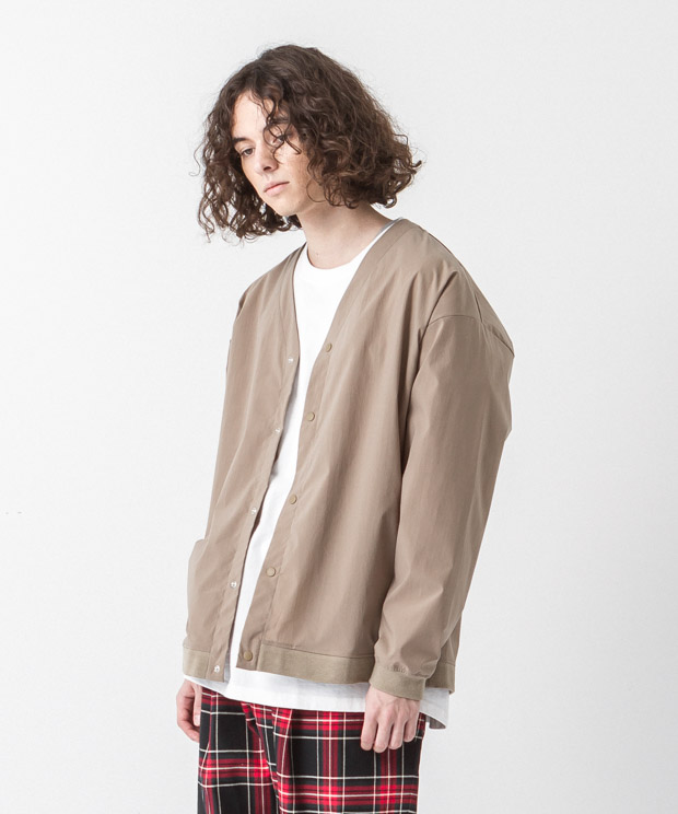 Taslan Stretch Taffeta Cardigan - BEIGE