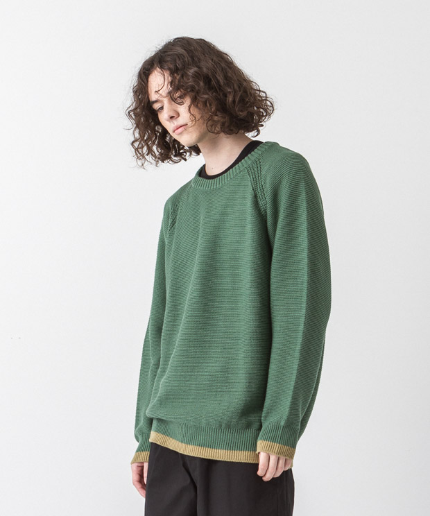 Cotton Linen Rib Line Knit - GREEN