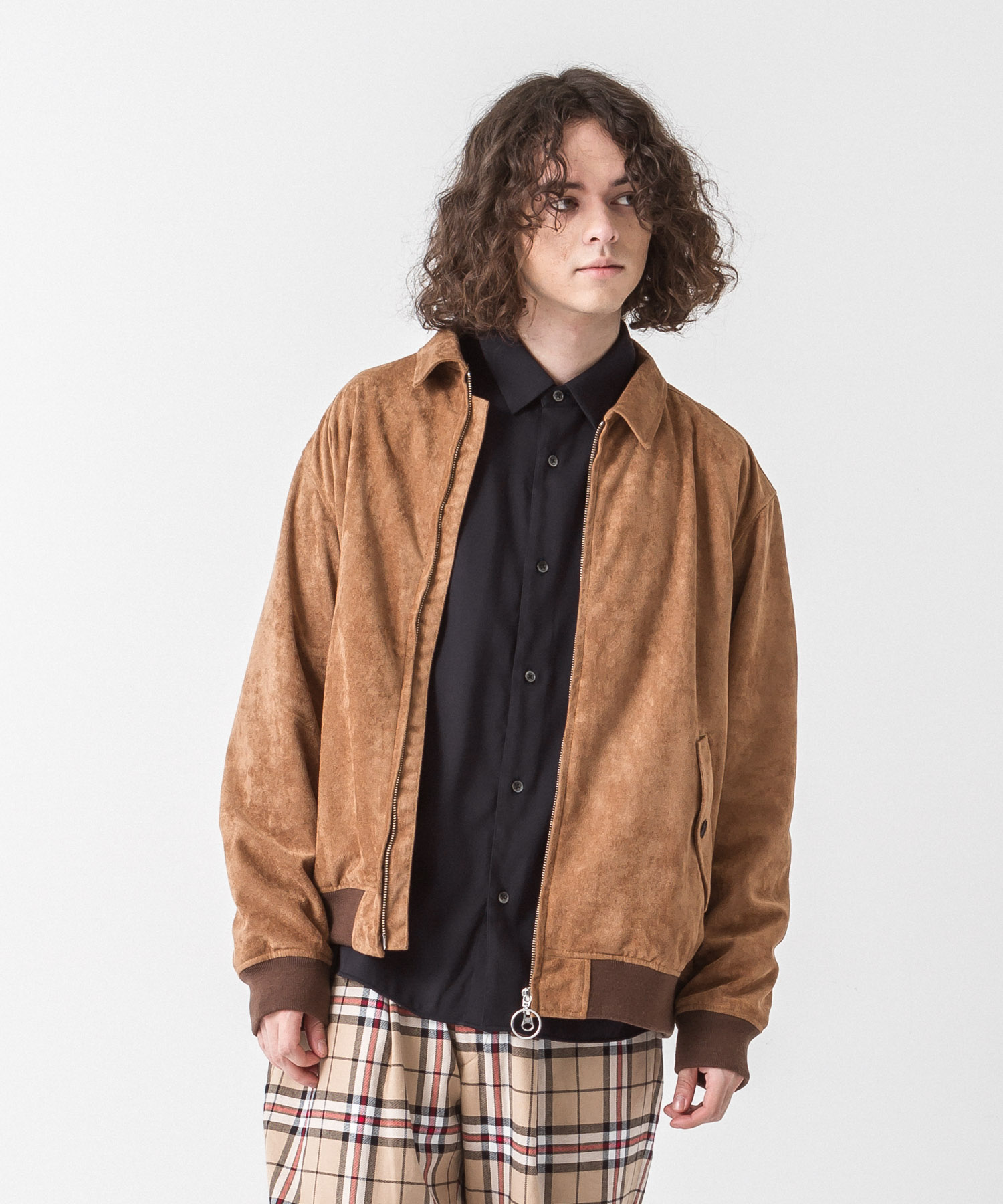 Faux Suede Drizzler Jacket - BROWN