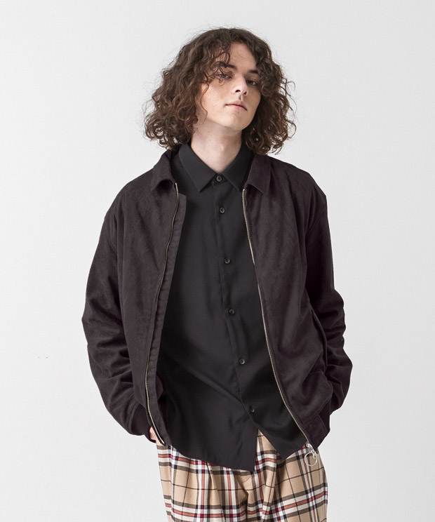 Faux Suede Drizzler Jacket - BLACK