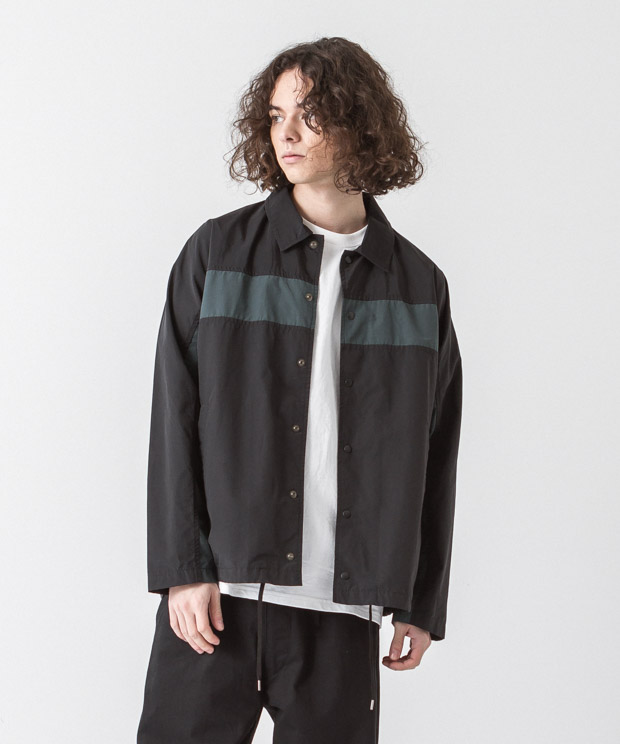 C/N Tussah Panel Coach Jacket - BLACK