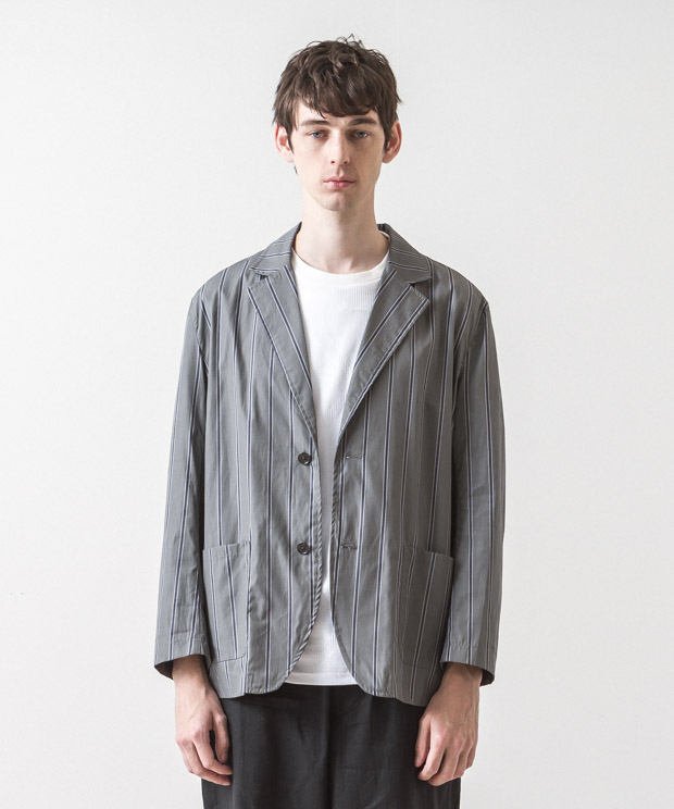 80/2 Striped Tailored Jacket - GREEN