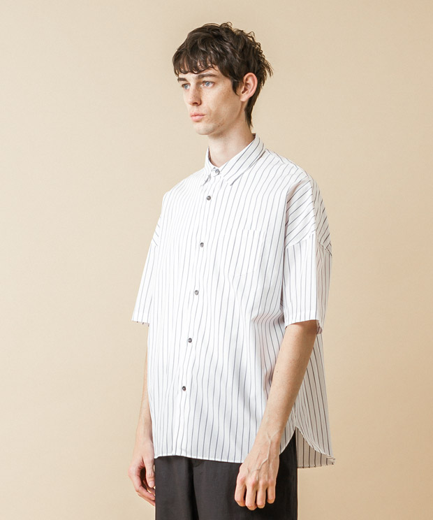 Striped Dropped Shoulders Shirt - WHITE/NAVY