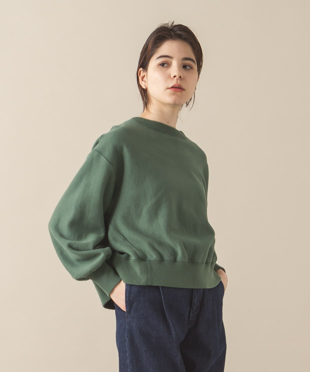 Vintage Sweat Volume Sleeves Crewneck - GREEN
