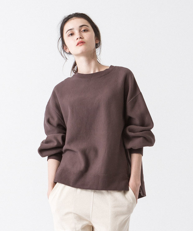 Vintage Sweat Volume Sleeves Crewneck - BROWN