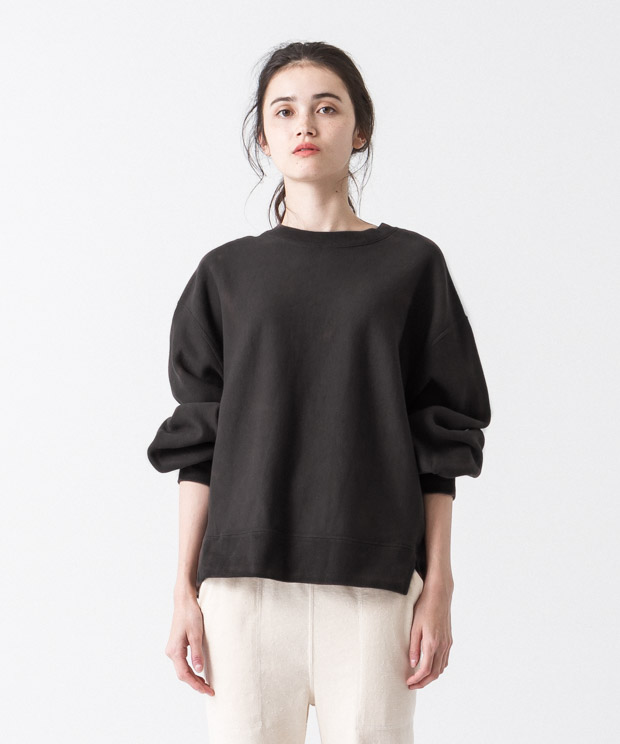 Vintage Sweat Volume Sleeves Crewneck - BLACK