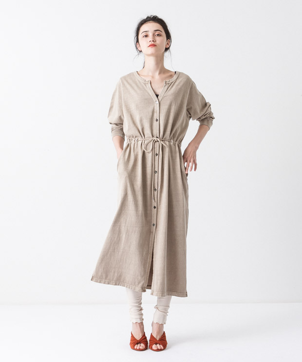 Pigment Dyed Long Cardigan - BEIGE