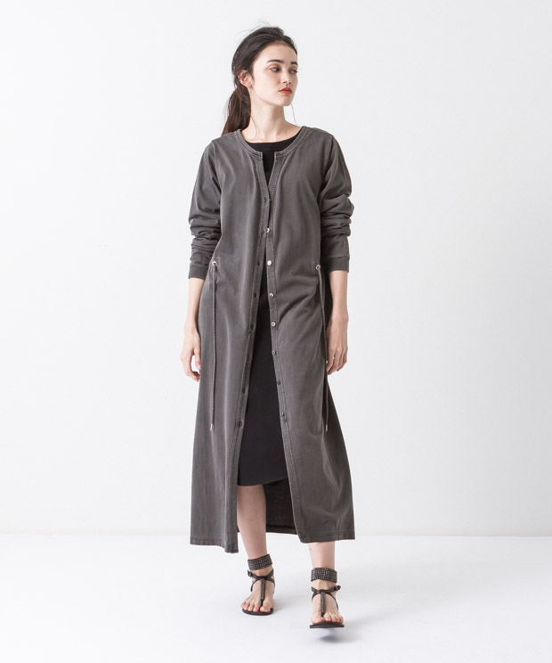 Pigment Dyed Long Cardigan - BLACK