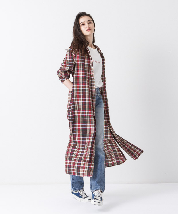 Madras Check Maxi Gown - BROWN
