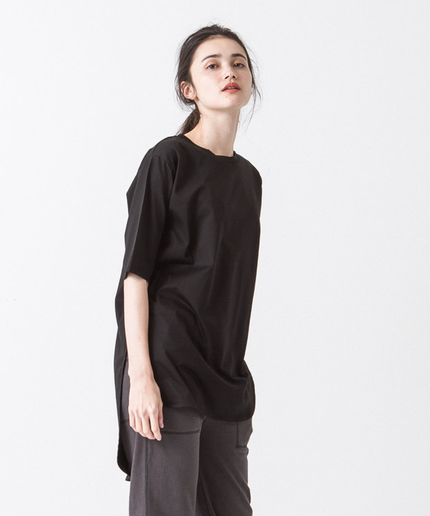 Compact Yarn Crewneck Tunic - BLACK
