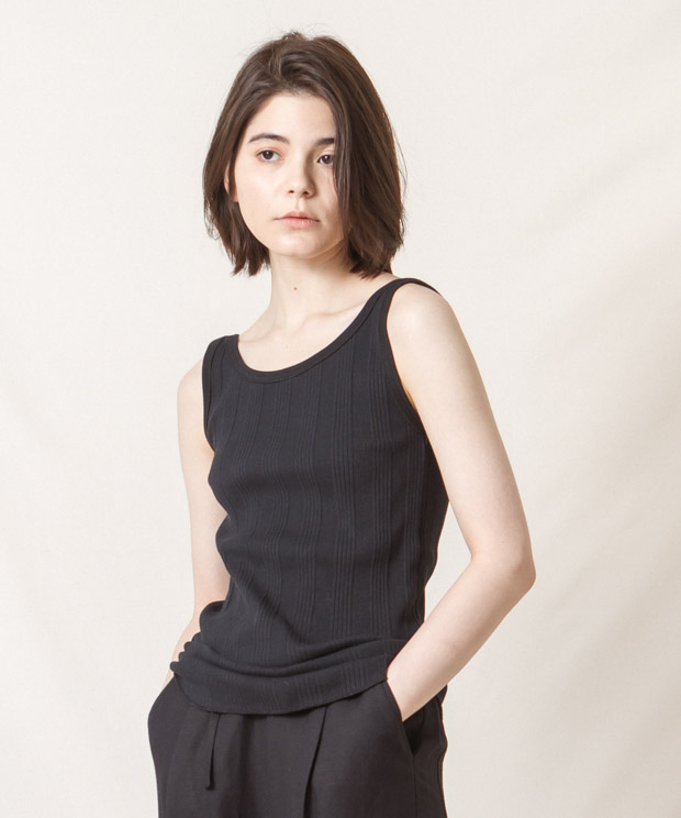 Back Opened Bare Ribbed Tank Top  - BLACK
