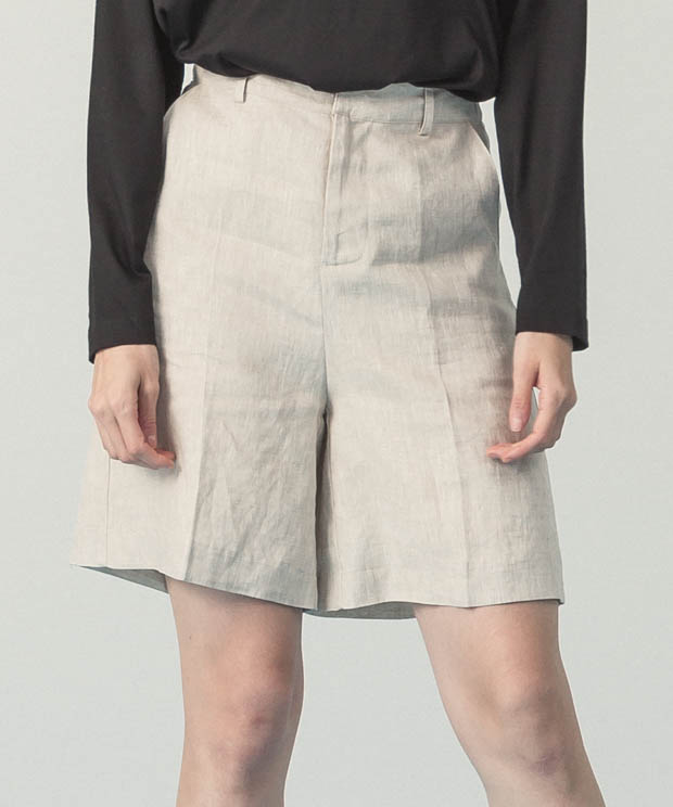 Linen Short Pants  - BEIGE